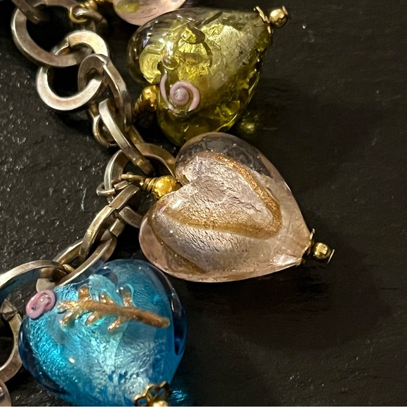 R.J. Graziano Silver Stone Multicolored Frosted Heart 8” Charm Bracelet - Picture 6 of 13